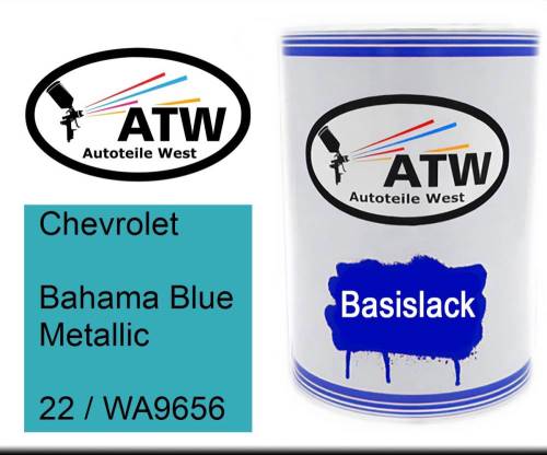 Chevrolet, Bahama Blue Metallic, 22 / WA9656: 500ml Lackdose, von ATW Autoteile West.